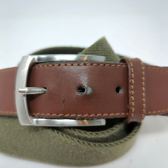 Vintage Amboise Webbed Belt 40 Green Stretch - Picture 2 of 9